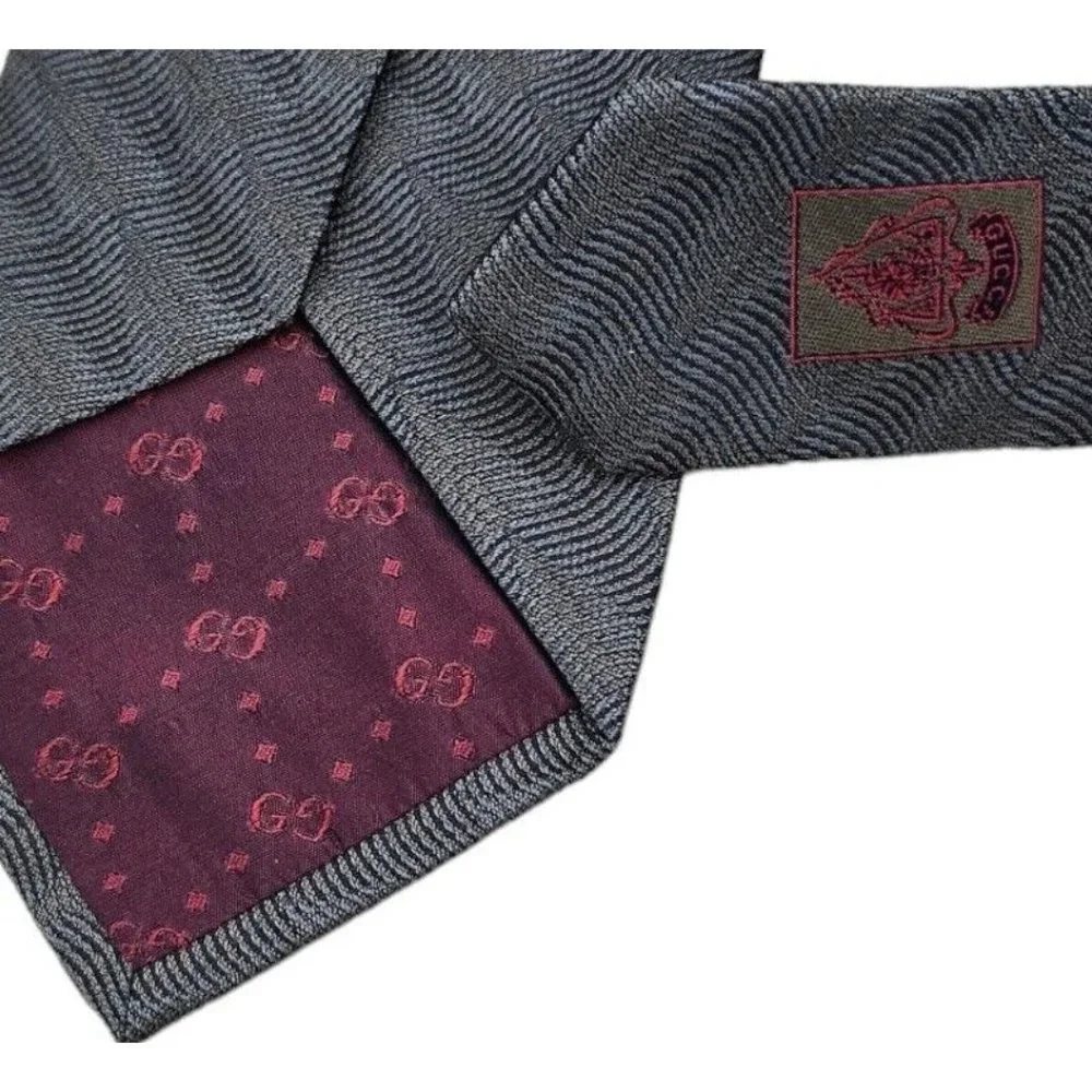 🆕️GUCCI Green Wave Silk Tie ITALY 57